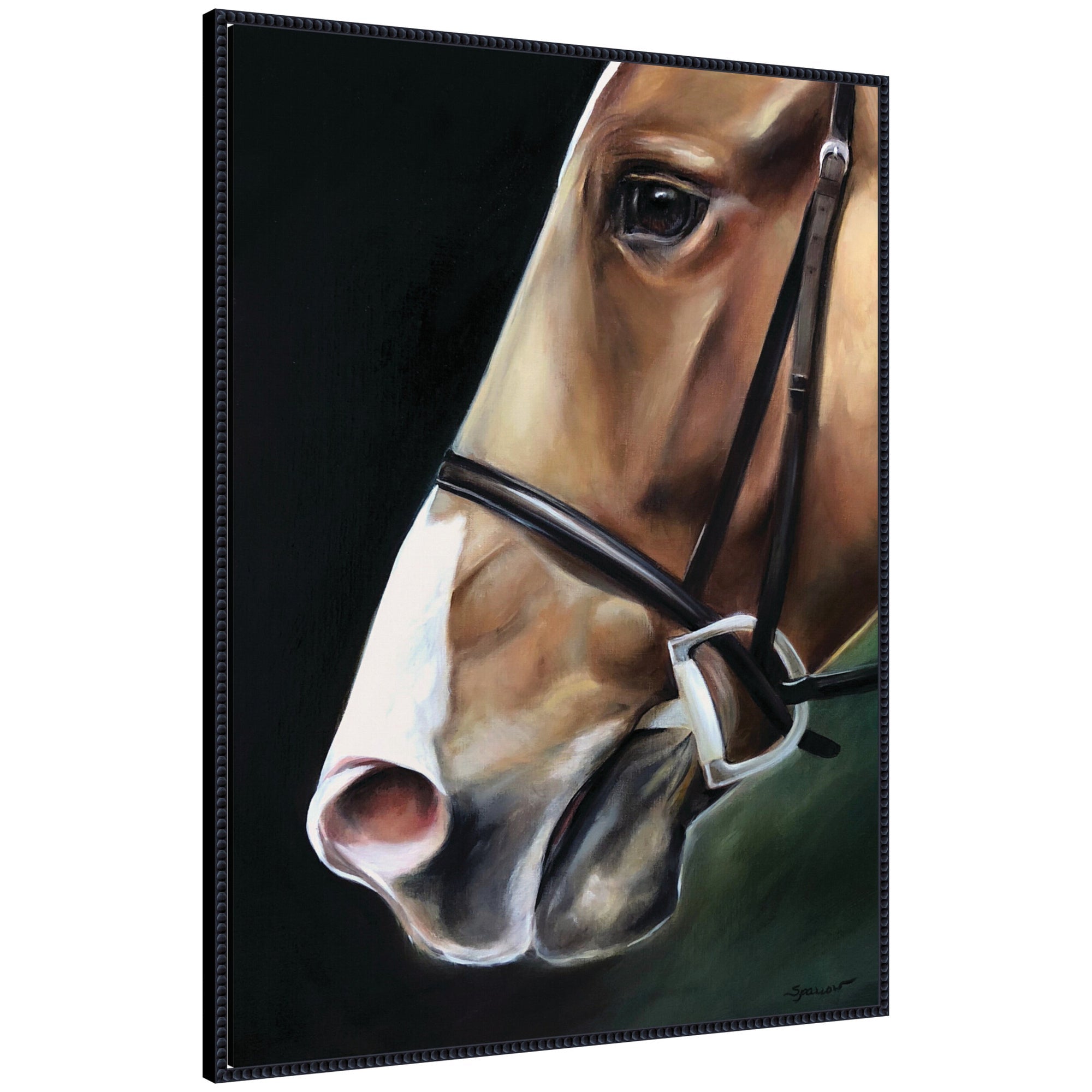 Chestnut Horse by Mary Sparrow framed canvas wall art showing a horse head in rustic farmhouse style