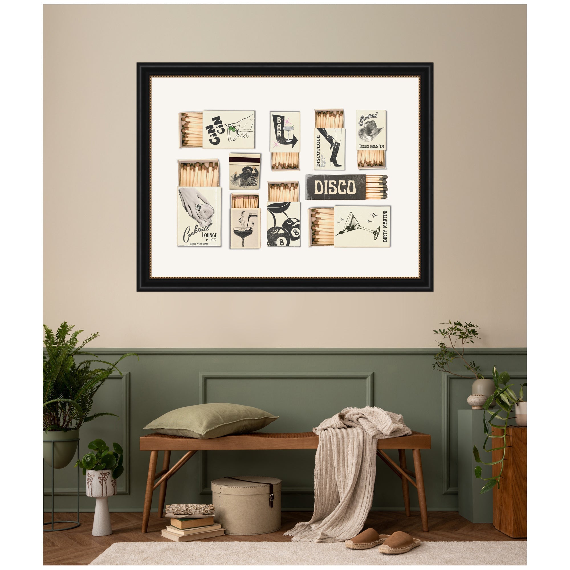 Vintage Matchboxes Neutral Black and Beige by Honey Island Studio Framed Wall Art Print