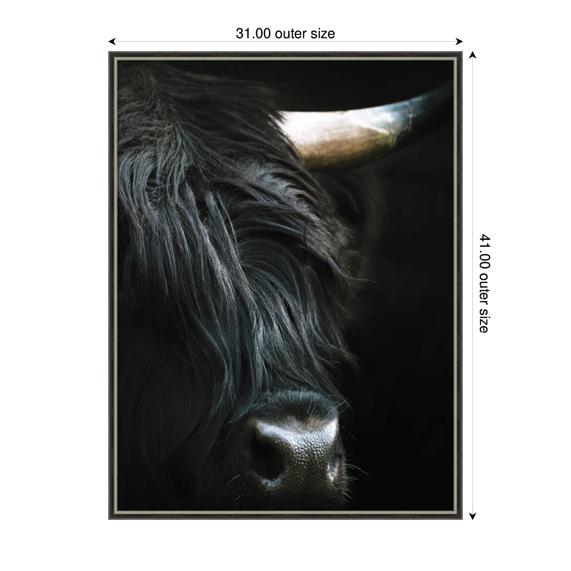 Minimalist Black Highland Cow Close by Michael Schauer Framed Wall Art Print