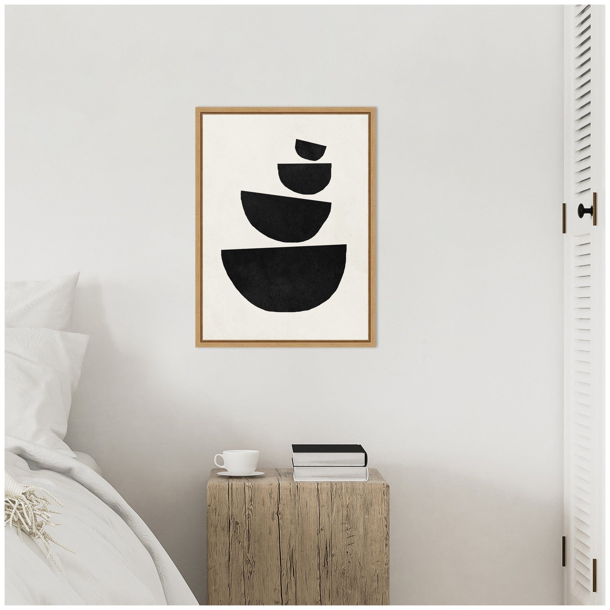 Sylvie Black Geometric Abstract 1 Framed Canvas by July Art Prints