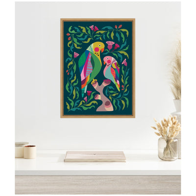 Budgies by Rachel Lee Framed Canvas Wall Art Print