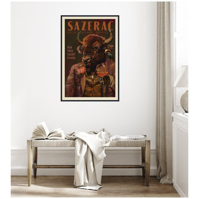 WG Sazerac Bison Buffalo by The Whiskey Ginger Framed Canvas Wall Art Print