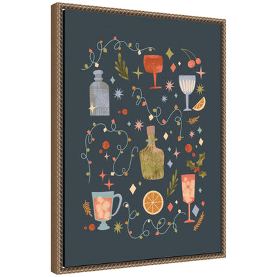 Sylvie Beaded Holiday Cocktails framed canvas art by Nikita Jariwala showing festive cocktails in a modern frame