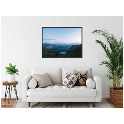 Sylvie Moonrise over the Mountain Lake in the German Alps Framed Canvas by Michael Schauer