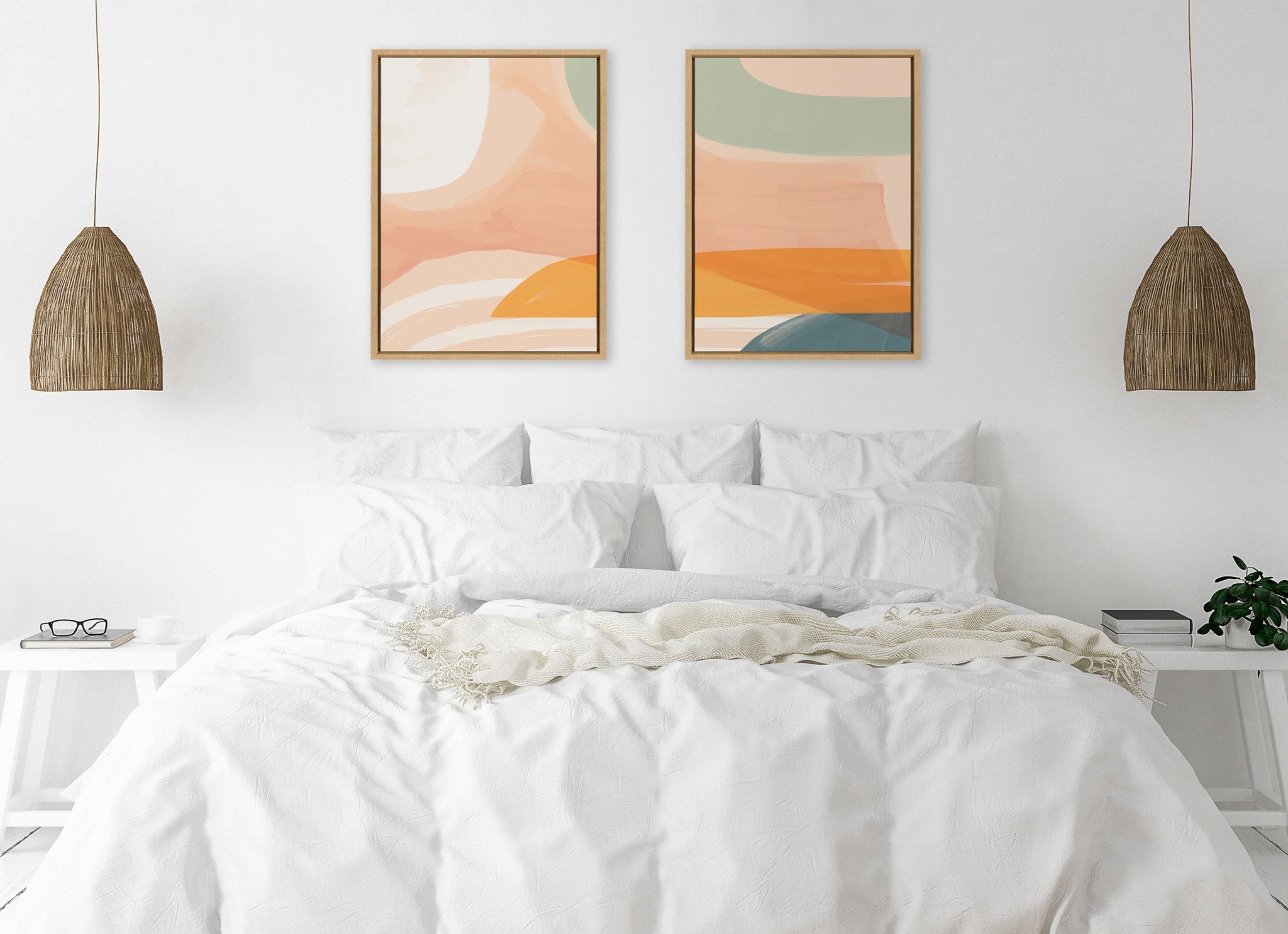 Sylvie Sunrise Over Marrakesh 1 and 2 Framed Canvas by kateandlaurel - product image 6 for Resin Society