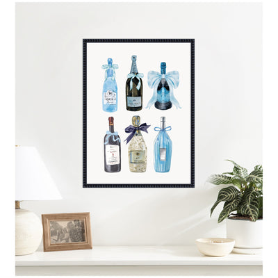Blue Champagne by Honey Island Studio Framed Canvas Wall Art Print