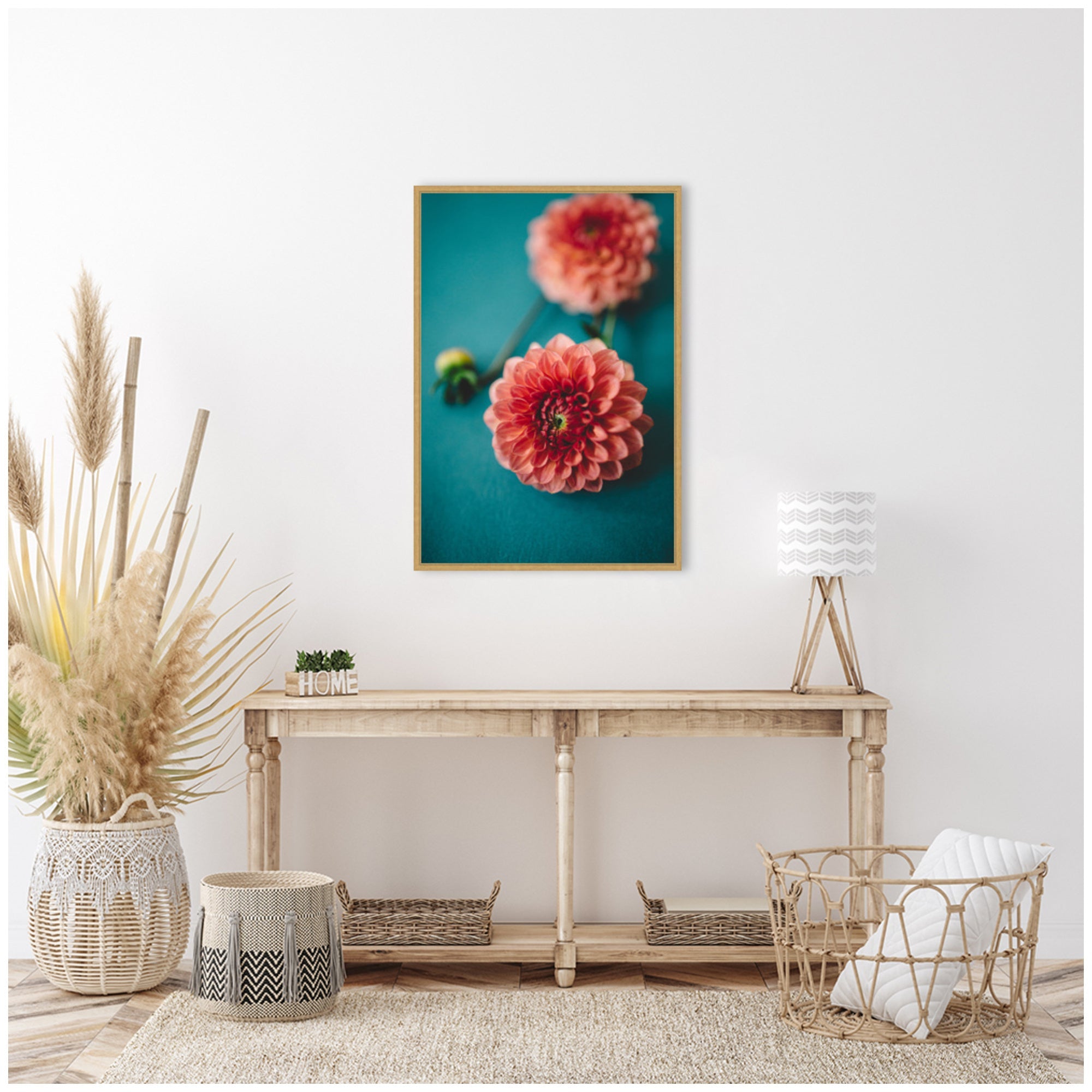 Sylvie Vibrant Pink Dahlia Floral Framed Canvas by Patricia Hasz