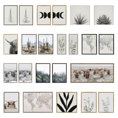 Sylvie Western Cowboy Horseback Ranch Abstract Neutral 2 Framed Canvas by The Creative Bunch Studio