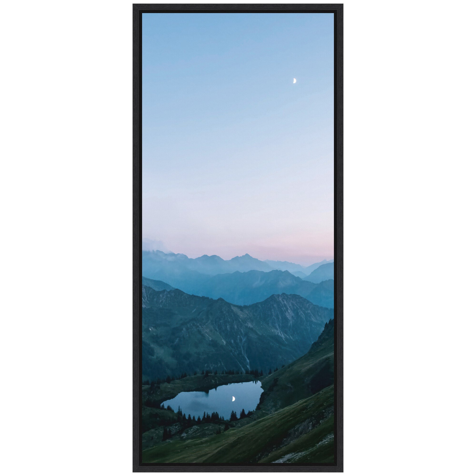 Sylvie Moonrise over the Mountain Lake in the German Alps Framed Canvas by Michael Schauer