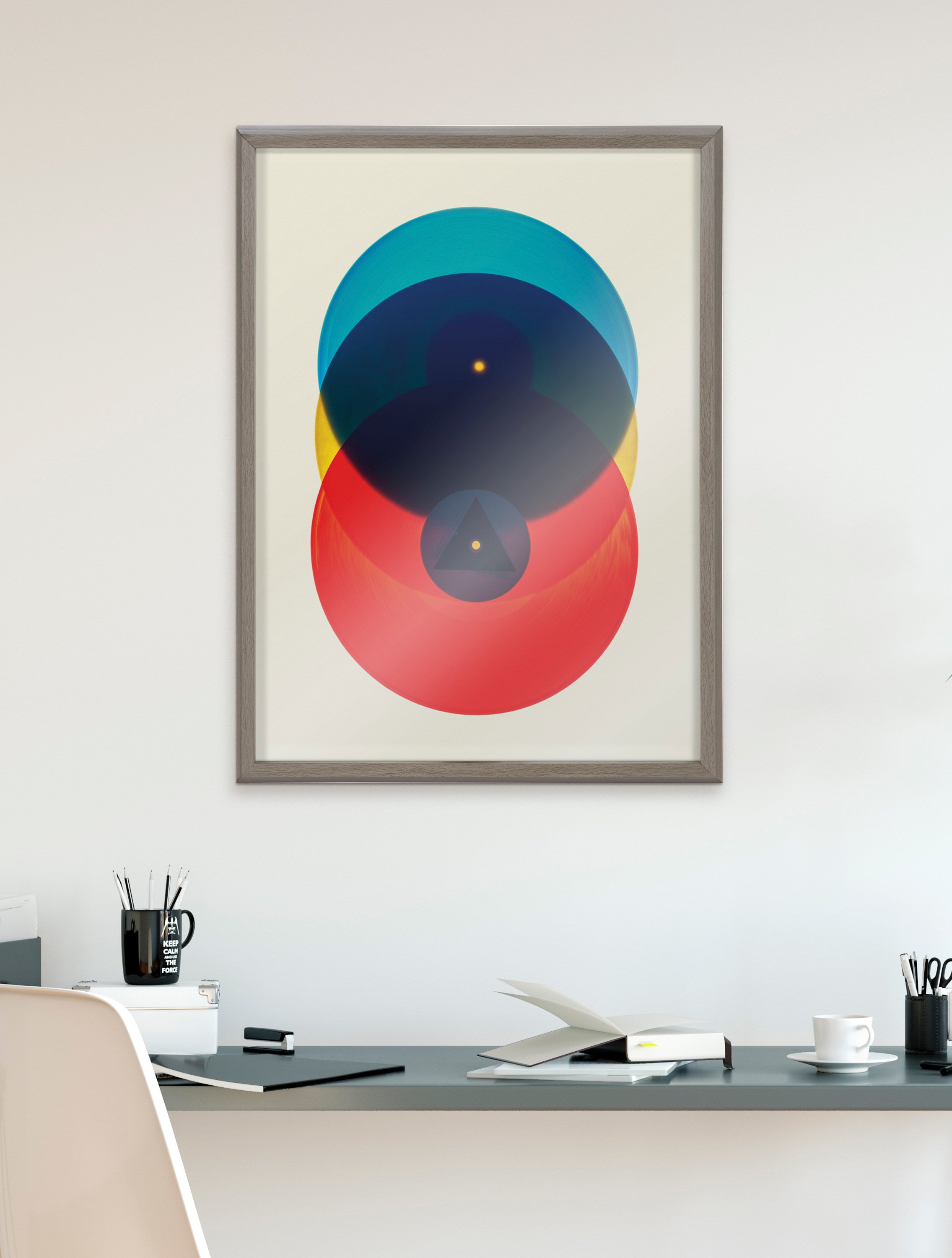 Blake Colorful Records Blue Red Framed Printed Glass by kateandlaurel - product image 5 for Resin Society