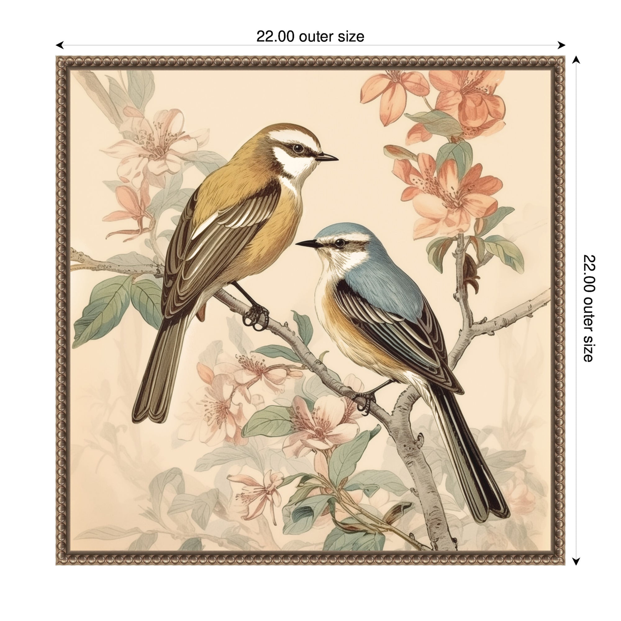 Sylvie Vintage Style Birds and Botanicals Framed Canvas by kateandlaurel - product image 2 for Resin Society