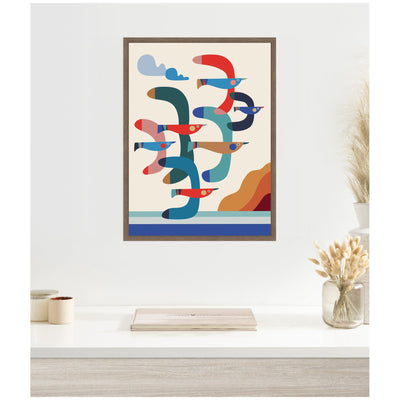Seagulls Coastal Vibes by Rachel Lee Framed Canvas Wall Art Print