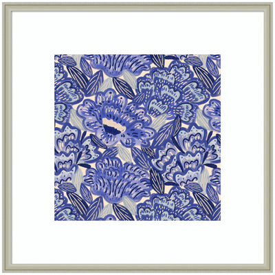 Framed Art Painted Flowers Blue by Carrie Cantwell