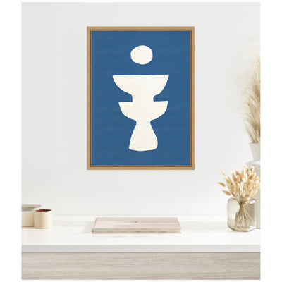 Sylvie Ceramic Blue Beige 4 Framed Canvas by Rocket Jack