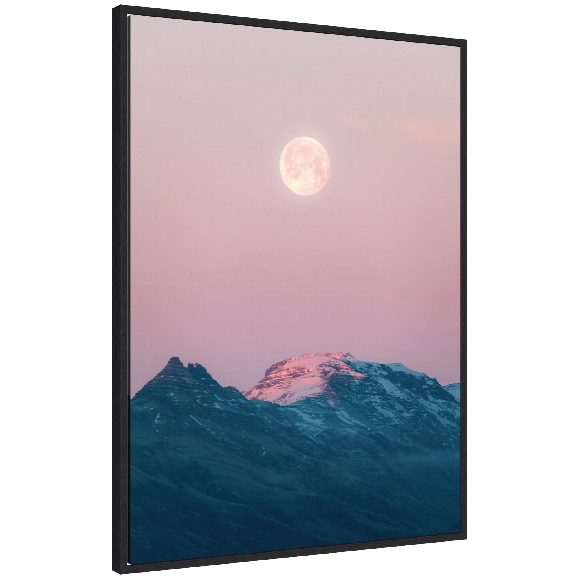 Sylvie Pastel Moonrise over Icelandic Mountains Framed Canvas by Michael Schauer