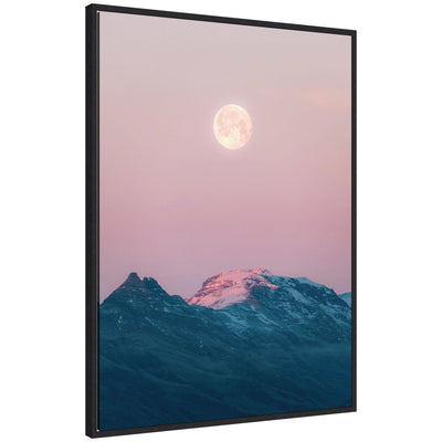 Sylvie Pastel Moonrise over Icelandic Mountains Framed Canvas by Michael Schauer