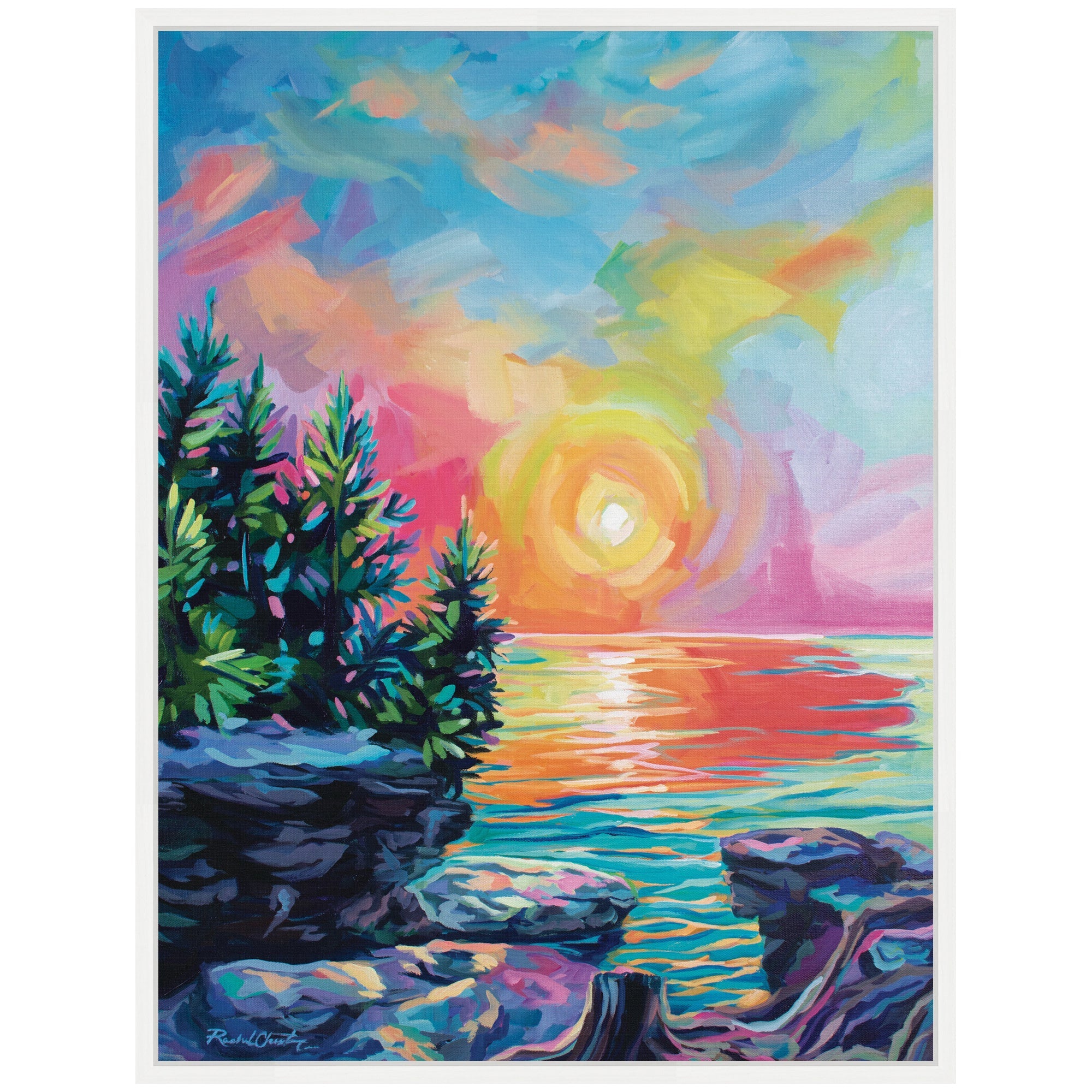 Sylvie Tangerine Sunrise Framed Canvas by Rachel Christopoulos