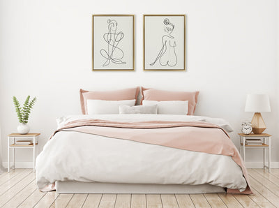 Sylvie Thinking of You Line Art and Sitting Beauty Framed Canvas Set by kateandlaurel - product image 12 for Resin Society