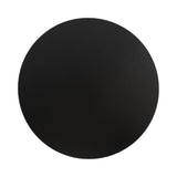 Top-down view of a solid black round side table top with a smooth matte surface and minimalistic design.