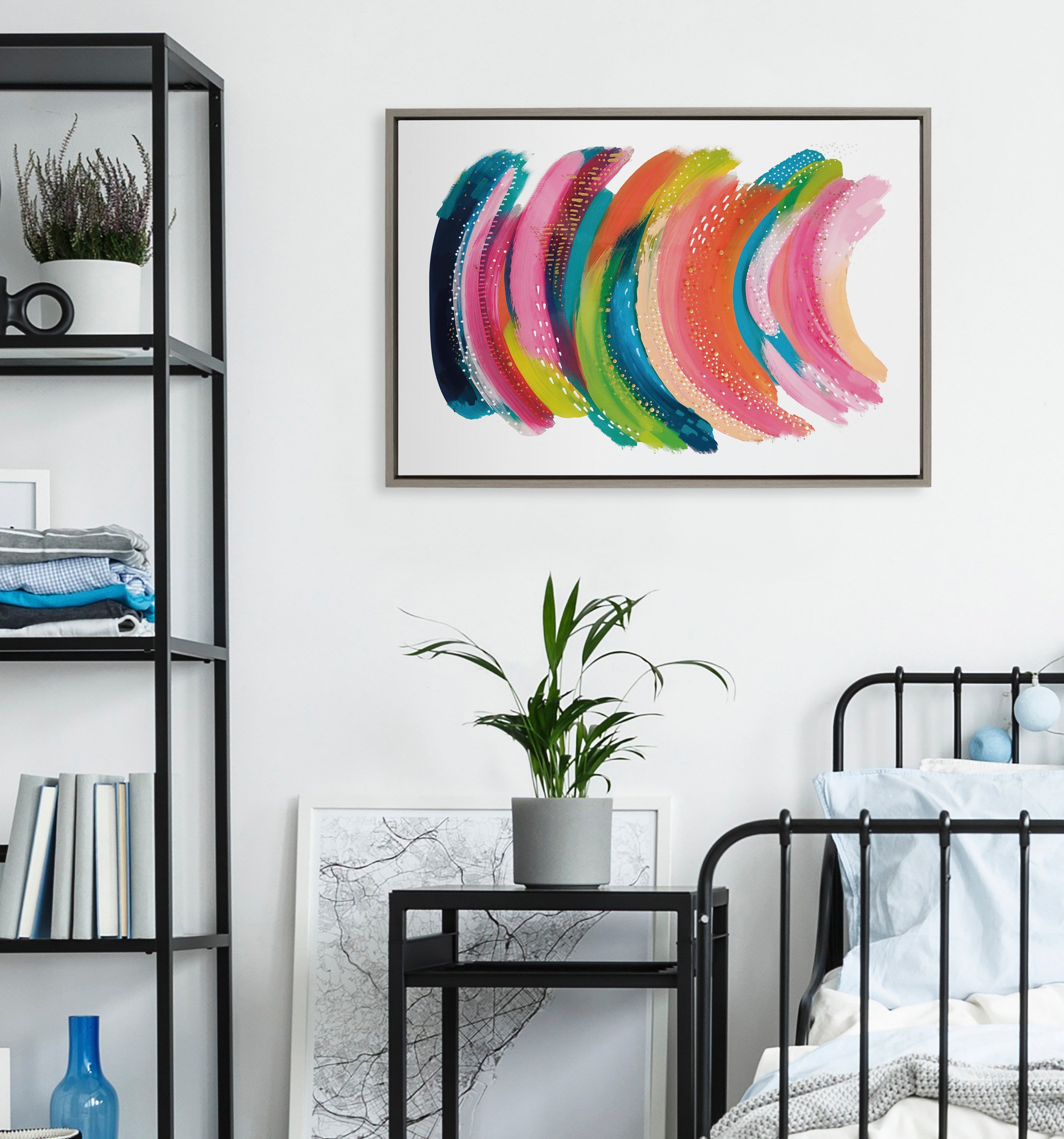 Sylvie Bright Abstract Framed Canvas
