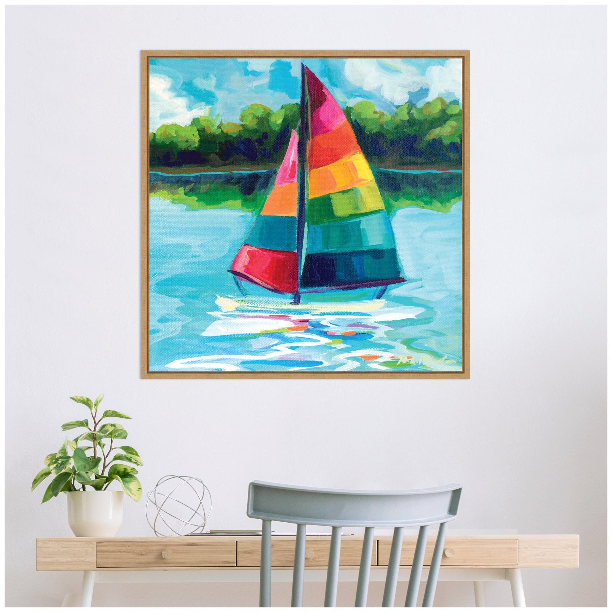 Sylvie Sunday Sailing Framed Canvas by Rachel Christopoulos