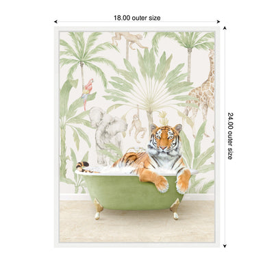 Sylvie Tiger in Wild Safari Bathtub Framed Canvas by Amy Peterson