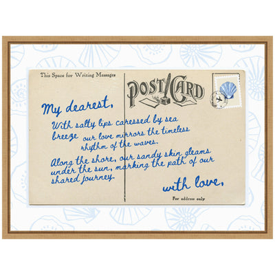 Sylvie Beach Love Letter Blue Framed Canvas by Honey Island Studio