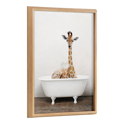 Blake Giraffe 2 in Tub Color Framed Printed Glass