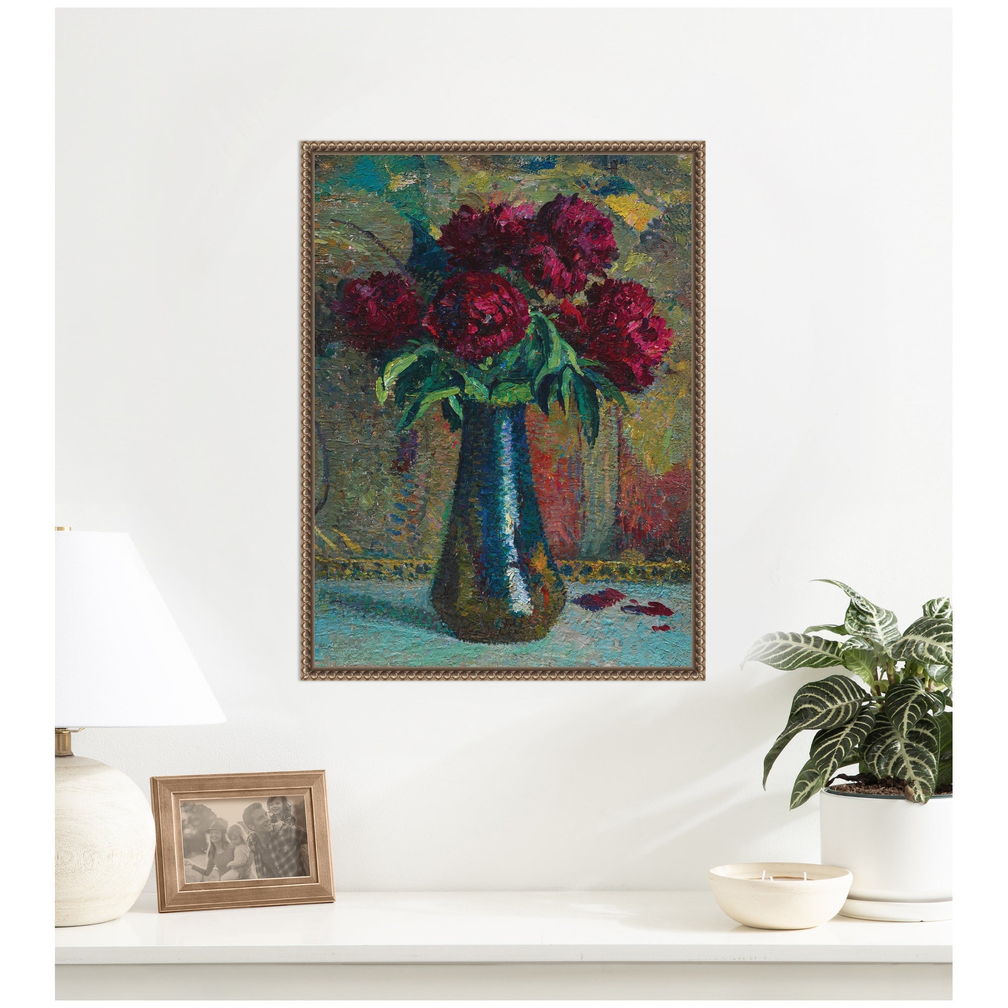 Pivoines rouges dans un vase Dalpayrat by Henri Martin framed canvas print