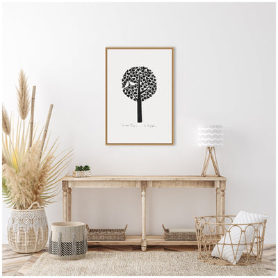 Sylvie Black and White Love Tree Linocut Framed Canvas by Giuliana Lazzerini