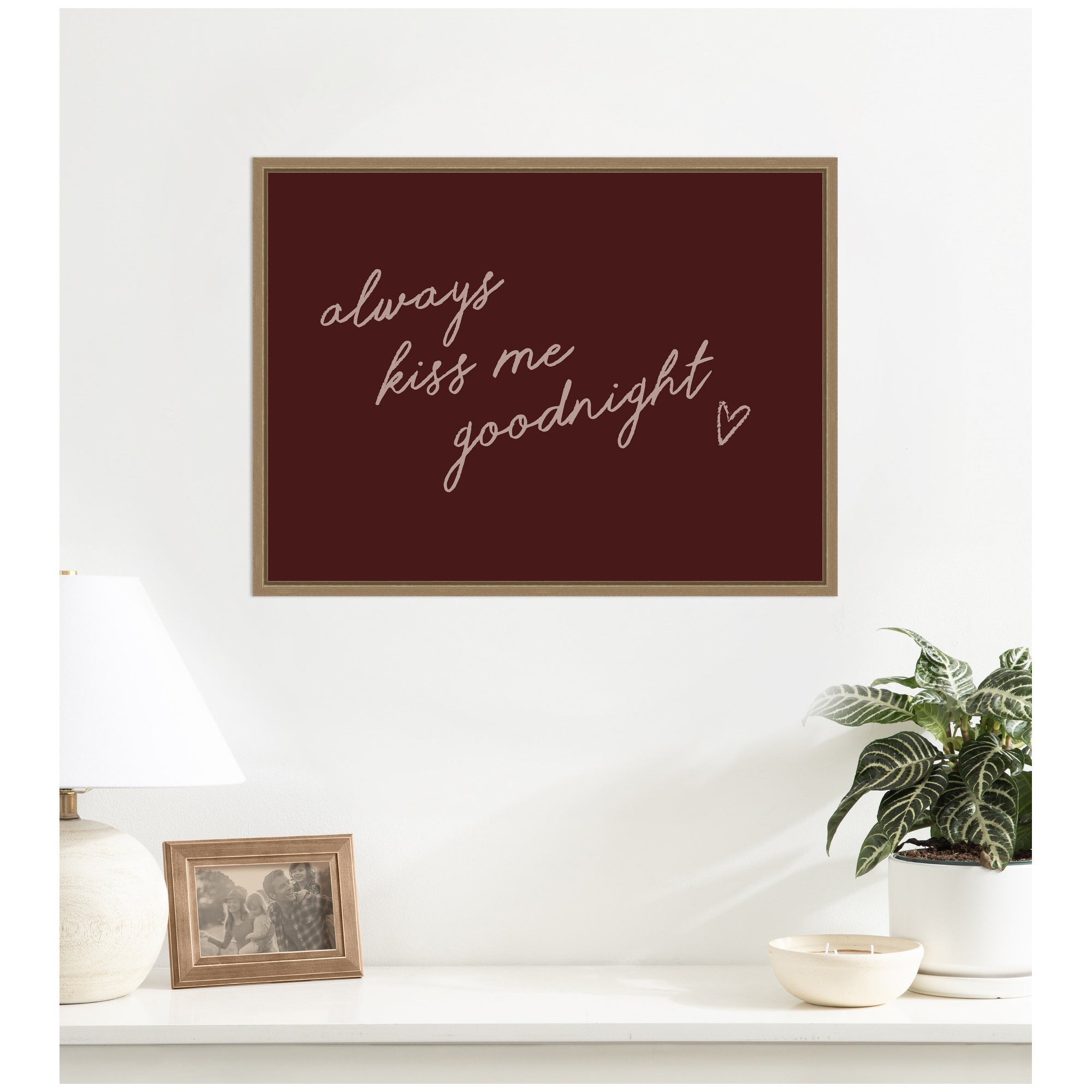 Always Kiss Me Goodnight by Lucky Guava Framed Canvas Wall Art Print