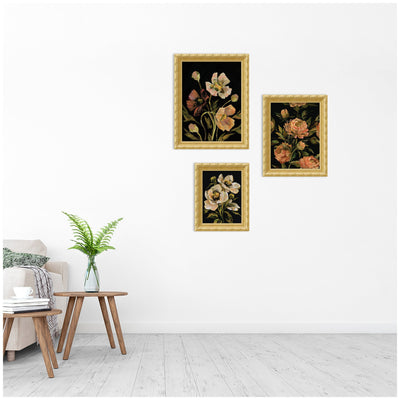 Moody Pink Hued Floral 3 Piece Framed Wall Art Print Set by Annie Quigley