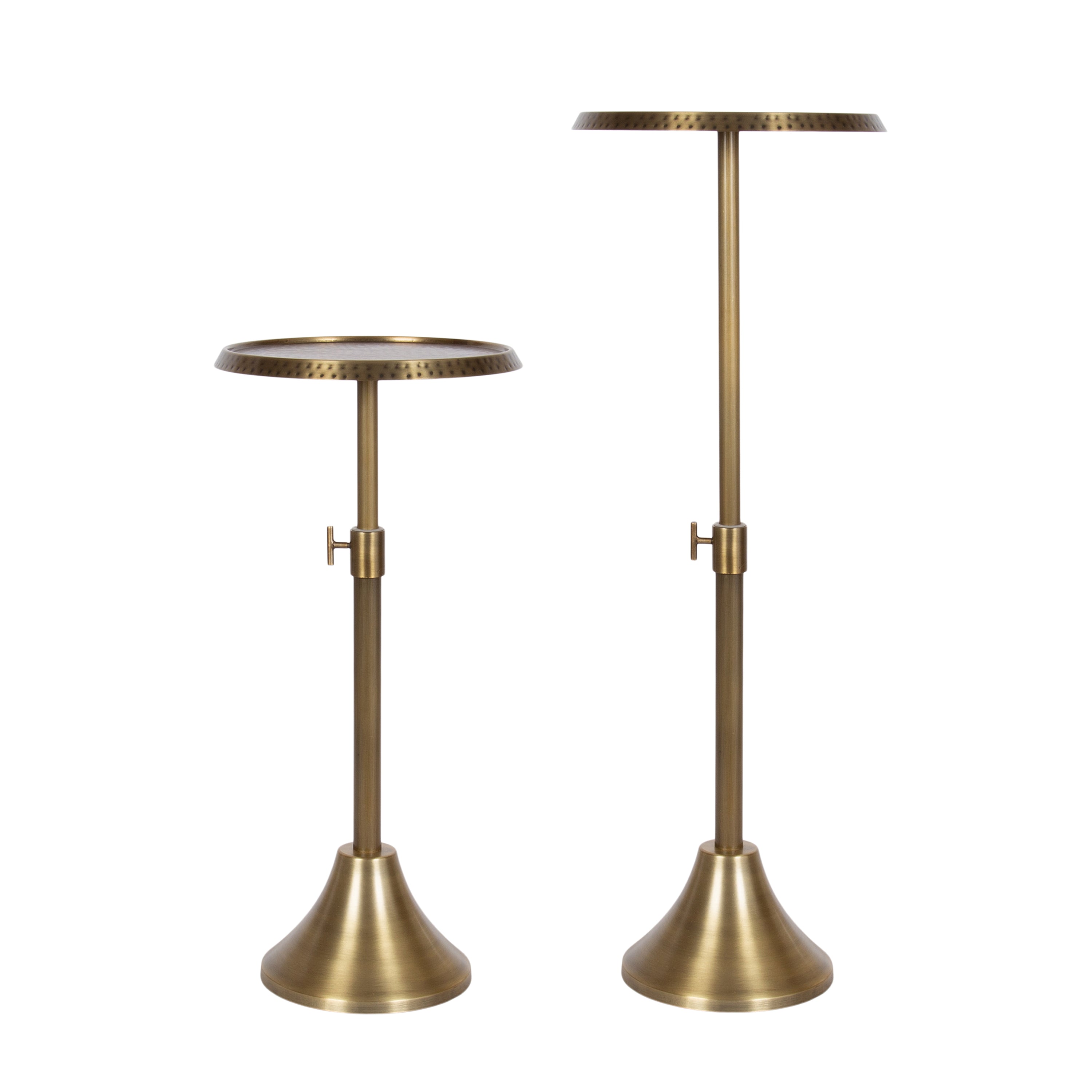 Sanzo Adjustable Metal Drink Table in a living room setting viewed from front