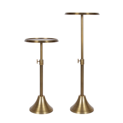 Sanzo Adjustable Metal Drink Table in a living room setting viewed from front