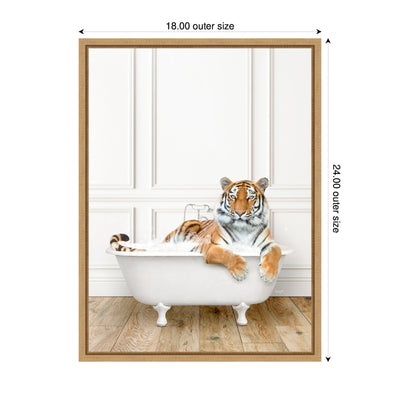 Sylvie Tiger in Traditional Vintage Bathtub Framed Canvas by Amy Peterson