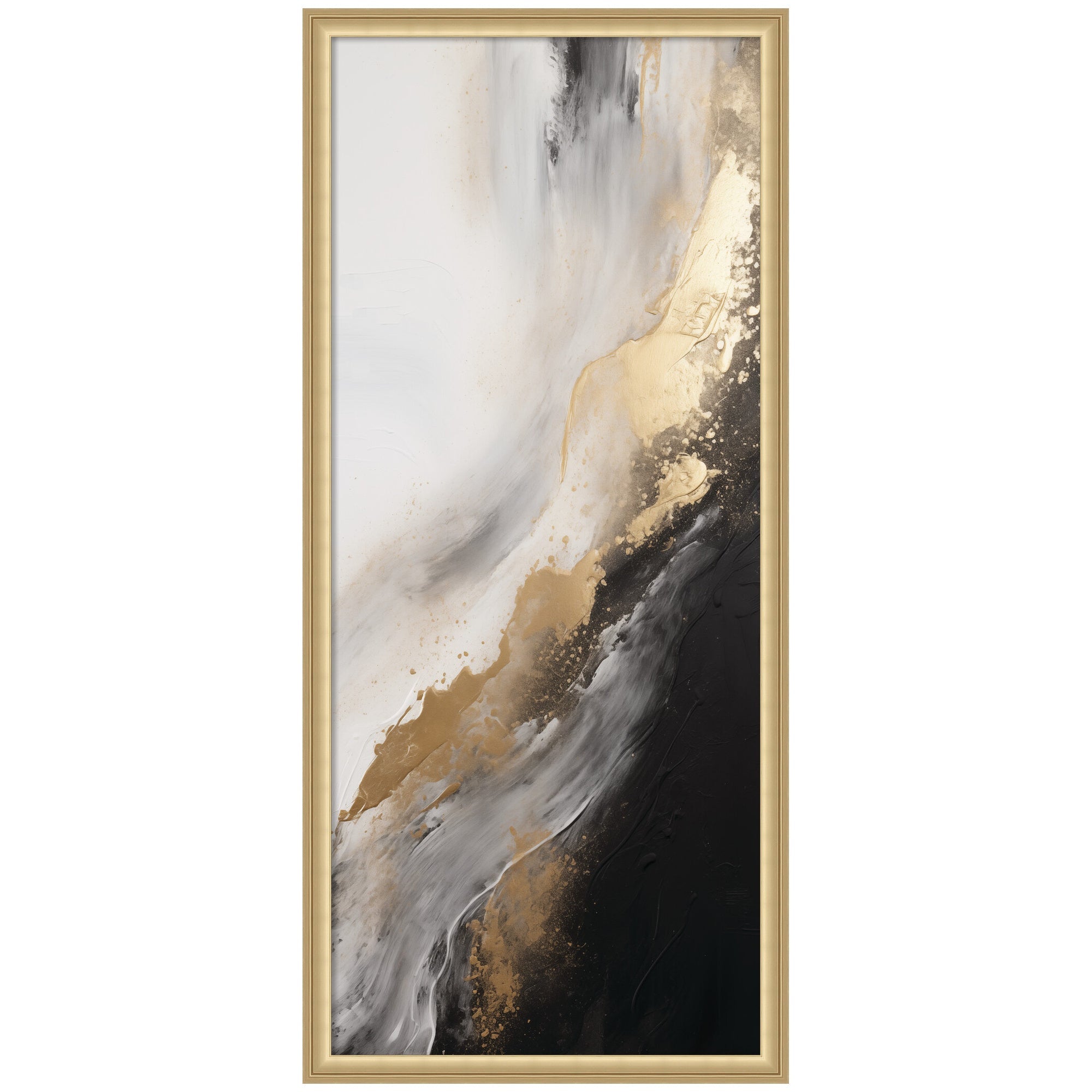 Luxe Drift Modern Glamour Abstract framed wall art print showing muted gold and neutral abstract shapes