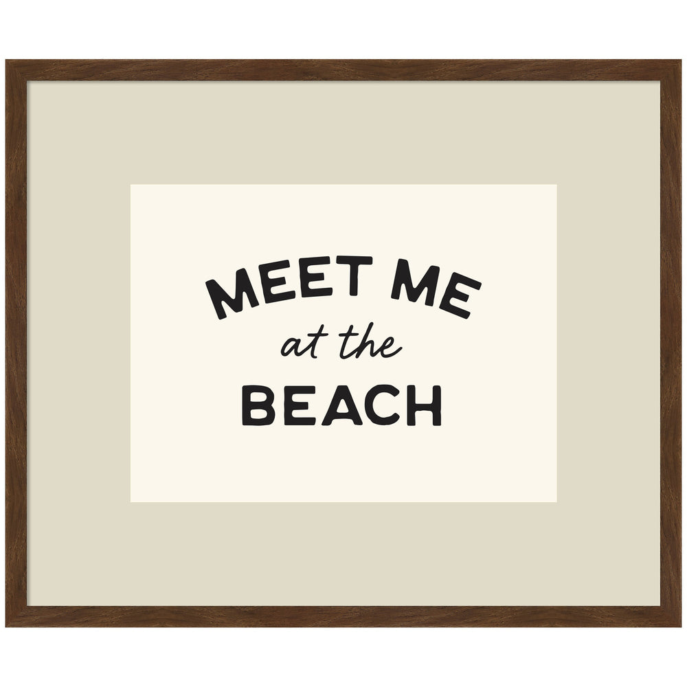 Meet Me at the Beach Coastal Typography Beach House Welcome framed wall art print by Lucky Guava