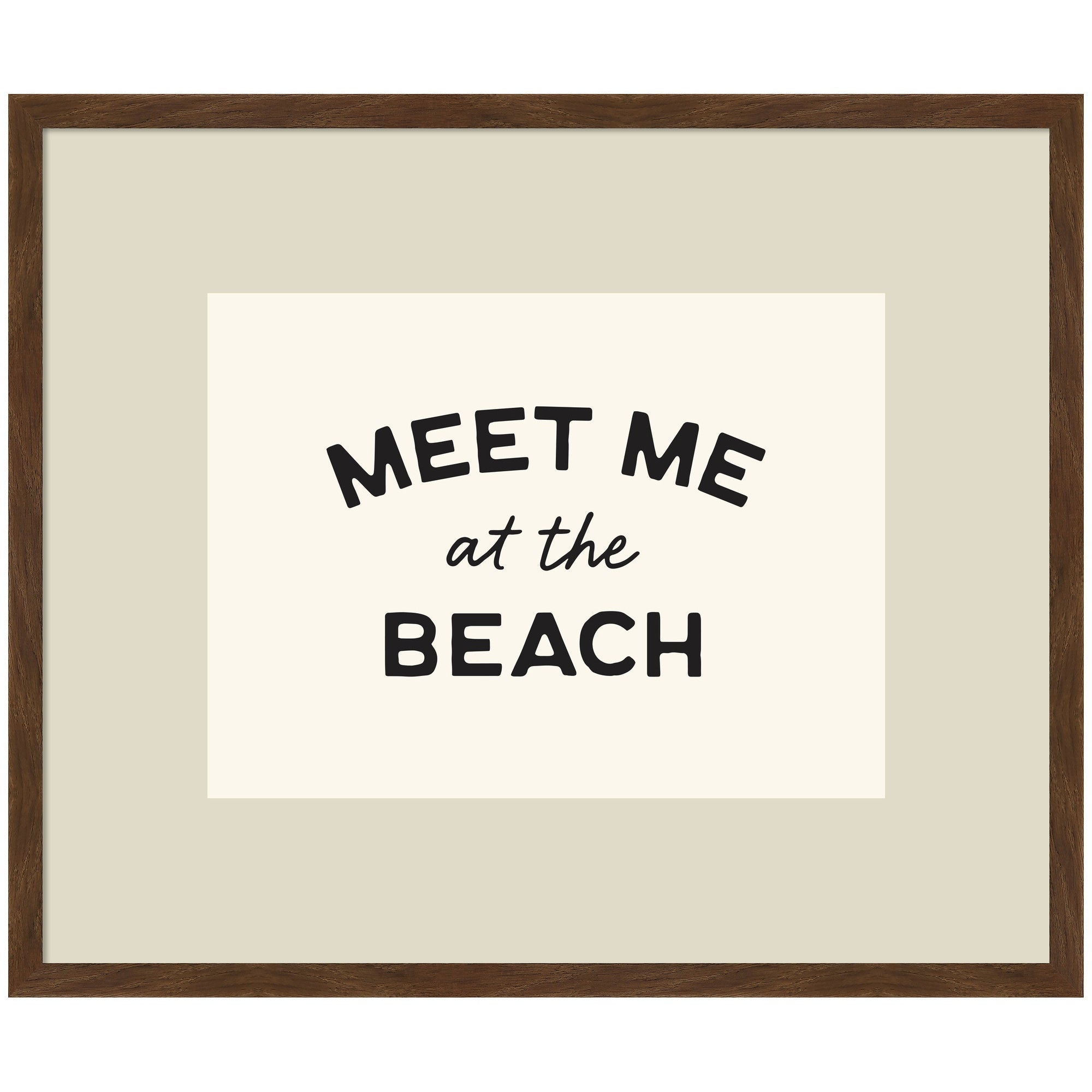 Meet Me at the Beach Coastal Typography Beach House Welcome framed wall art print by Lucky Guava