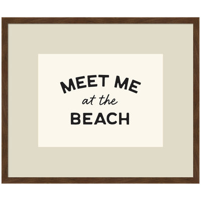 Meet Me at the Beach Coastal Typography Beach House Welcome framed wall art print by Lucky Guava
