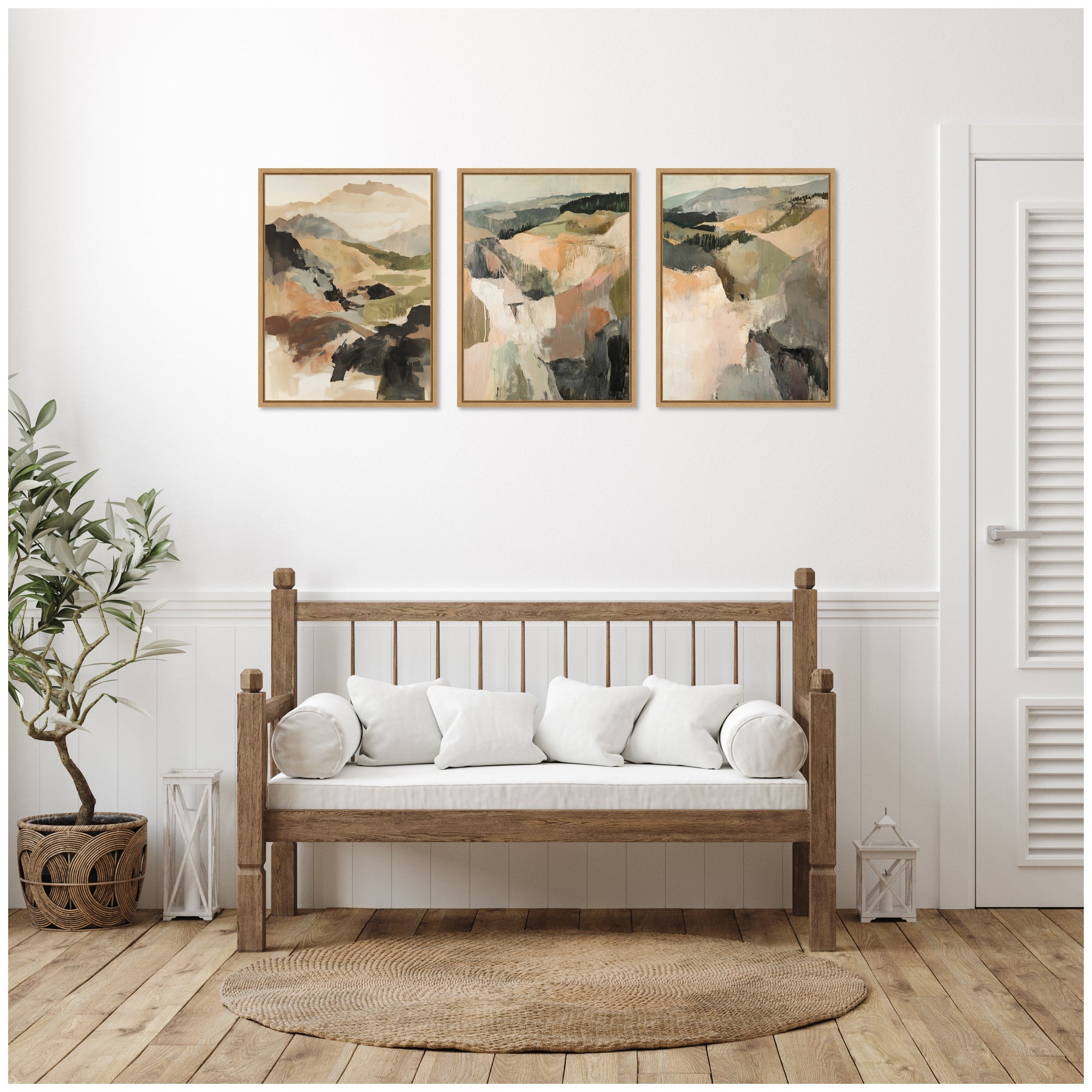 Sylvie Tonal Mountains - 3 Piece Framed Canvas Art Set by Amy Lighthall