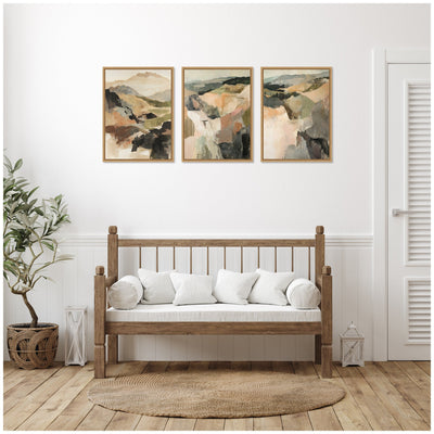 Sylvie Tonal Mountains - 3 Piece Framed Canvas Art Set by Amy Lighthall