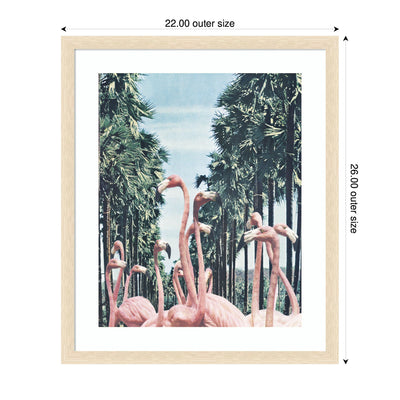 Framed Art Palm Trees and Flamingos by Sarah Eisenlohr