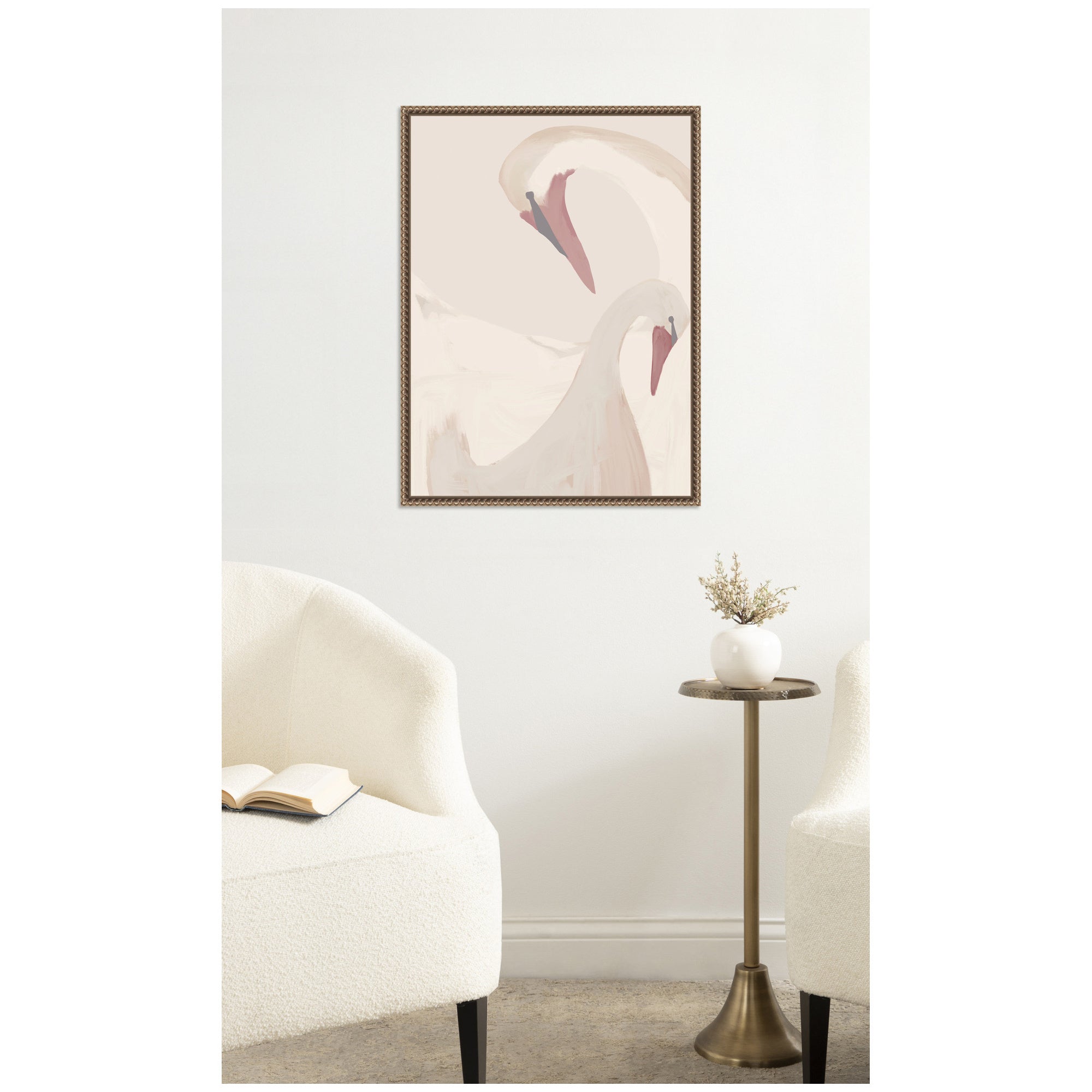 Swans Swimming by Alicia Abla Framed Canvas Wall Art Print