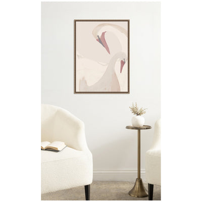Swans Swimming by Alicia Abla Framed Canvas Wall Art Print
