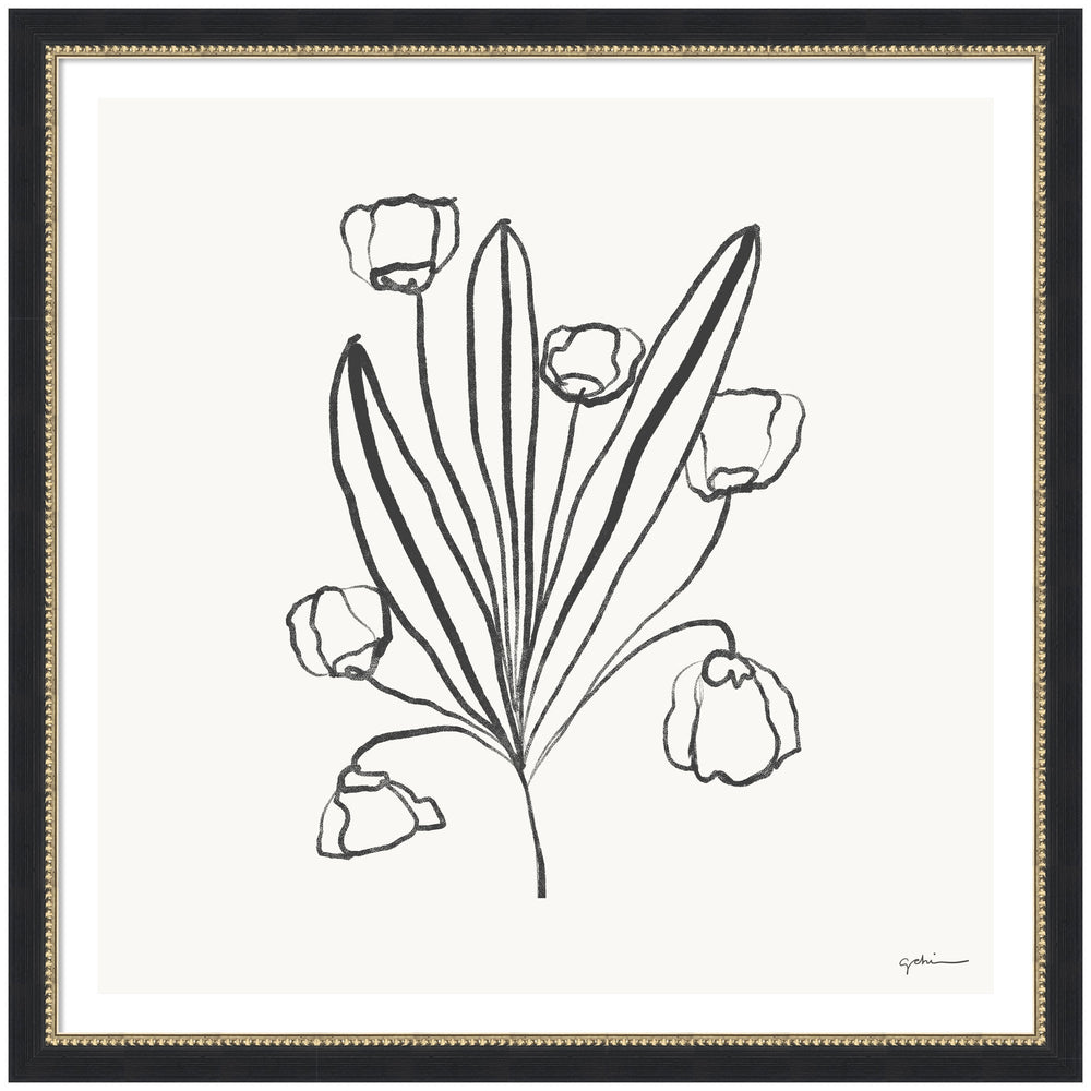 Framed Floral Bouquet print by Gabrielly Guedes with black designer moulding and clear acrylic cover