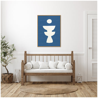 Sylvie Ceramic Blue Beige 4 Framed Canvas by Rocket Jack