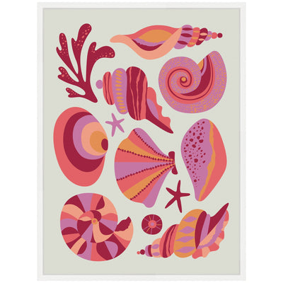 Sylvie Coastal Ocean Seashells Framed Canvas by Rachel Lee