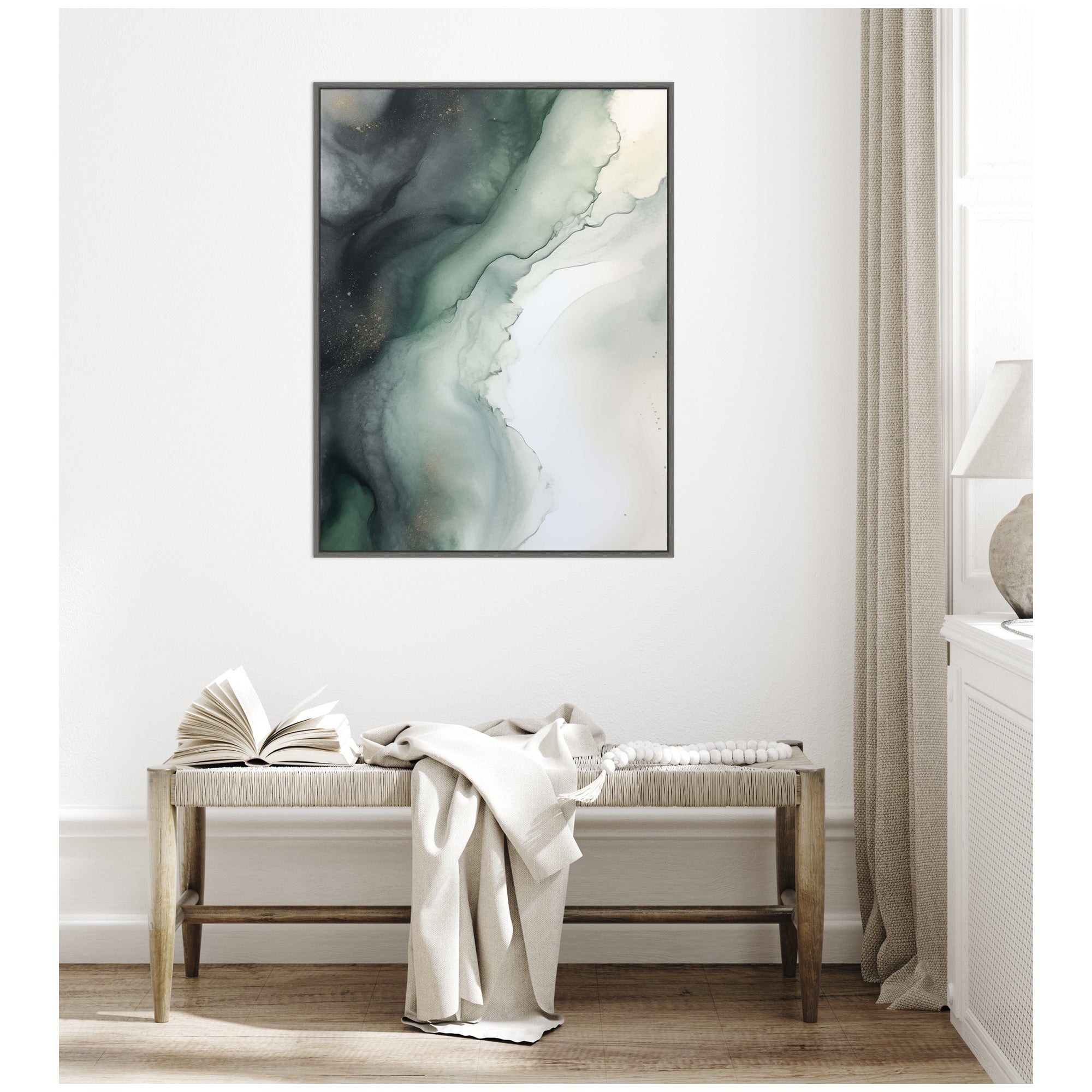 Sylvie Green Wave Framed Canvas by Amy Lighthall