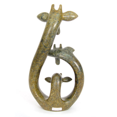 Stone Giraffe Family of Three - 12"