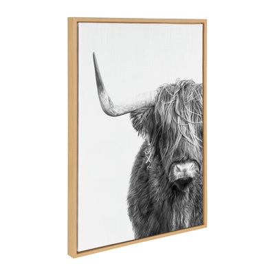 Sylvie B&W Highland Cow No. 1 Framed Canvas by Amy Peterson Art Studio